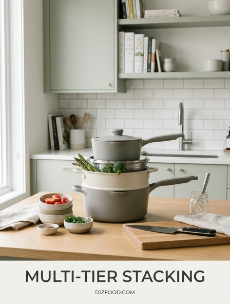 Efficient Bulk Cooking Strategies Using multi-tier stacking Options