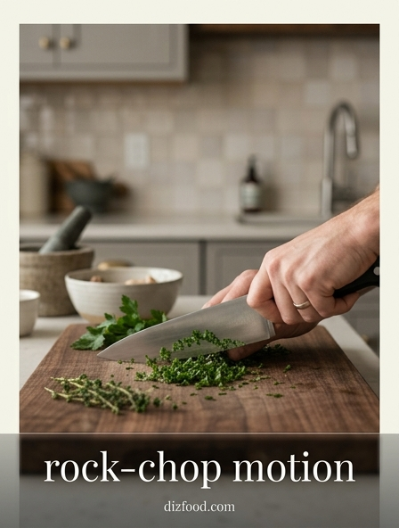 Mastering the rock-chop motion for Efficient Cutting with a Professional Chef Knife