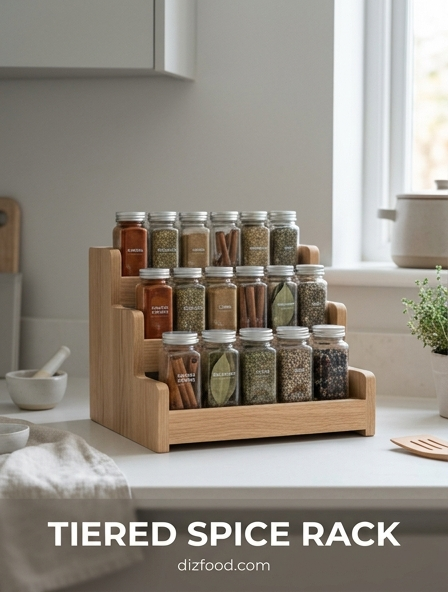 How to Organize Your Pantry with a tiered spice rack
