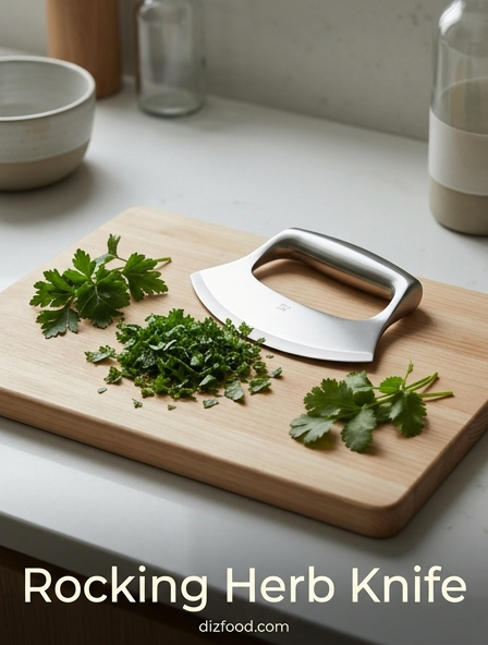 Precision Herb Preparation with the Rocking Herb Knife and Traditional Half Moon Blades
