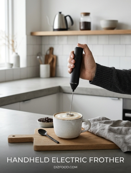 Create Quick and Frothy Lattes with a handheld electric frother