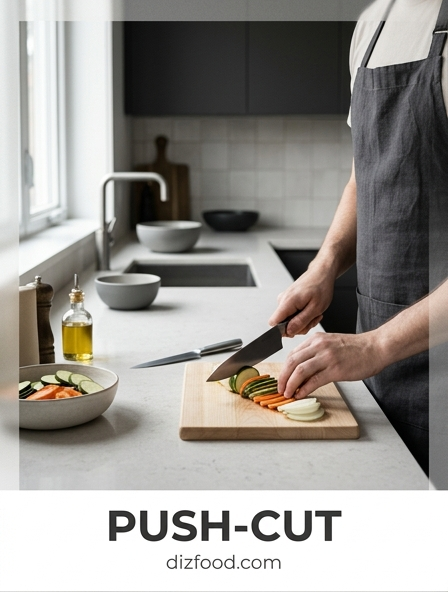 Mastering the push-cut for Sharp Uniform Edges in Root Vegetable Preparation