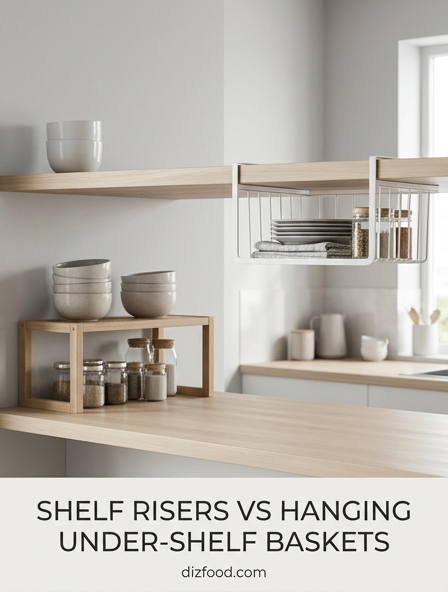 Shelf Risers Vs Hanging Under-Shelf Baskets - Which Is The Best For Your Kitchen Storage?