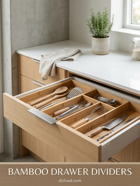 Why bamboo drawer dividers are the perfect solution for a warm and organic kitchen look